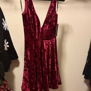 Lulu's Red Velvet Mini Dress